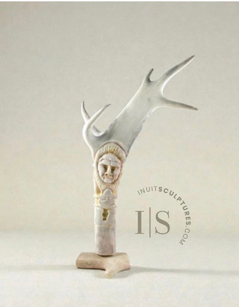 14” Caribou Totem by Lucas Aaluk *Family Tree*