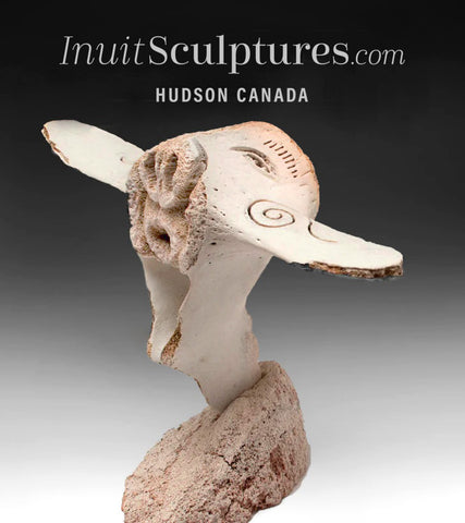 EXPOSITION D'AVRIL Shaman 9" par le maître sculpteur Manansie Akpaliapik *Entre deux mondes*