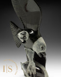 16" SIGNATURE Aigle et poisson par Pits Qimirpik *Vol de minuit*