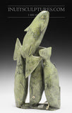 12" Pale Green School of Char Fish with Inlaid Eyes by Kakee Ningeosiak