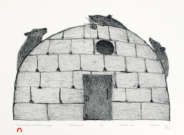 2000 SNOWHOUSE AND LEMMINGS by Kakulu Saggiaktok