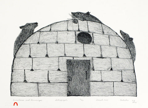 2000 SNOWHOUSE AND LEMMINGS by Kakulu Saggiaktok